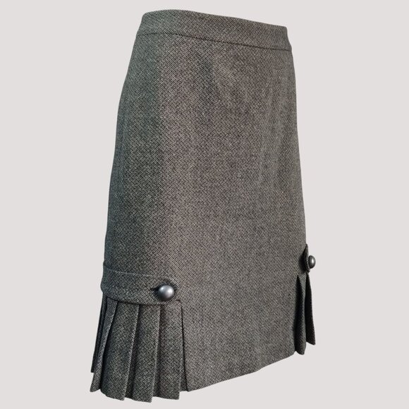 Vintage Y2K Banana Republic Tweed Side Pleats w Dome Buttons Pencil Skirt Sz 2 - Picture 3 of 8